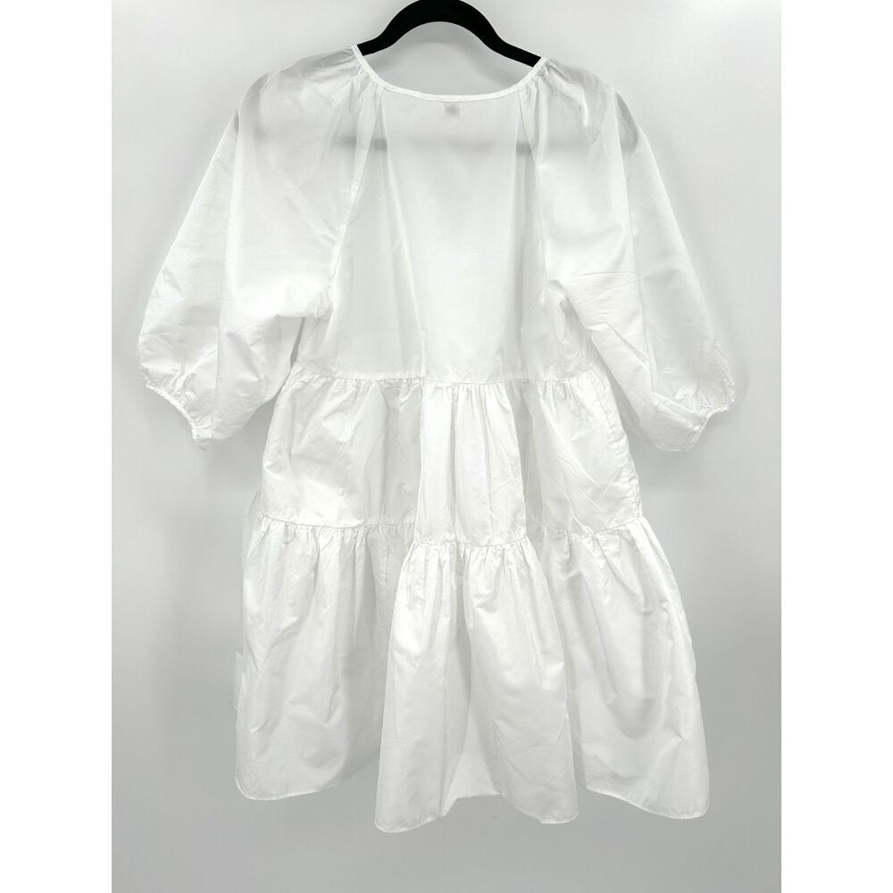 ARITZIA Wilfred White Fantasy Taffeta Crepe Tiered Baby Doll Mini Dress Small - Picture 6 of 11